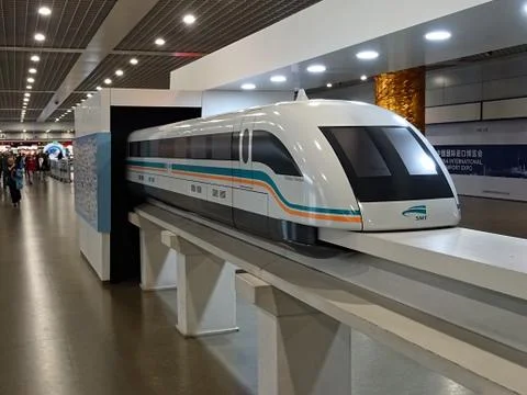 Scale model of the Shanghai Maglev inside the Terminal Stock Photos