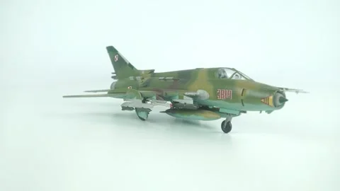 Scale Model of the Su-7B Fighter-Bomber Close-Up. Stock Footage 314600452