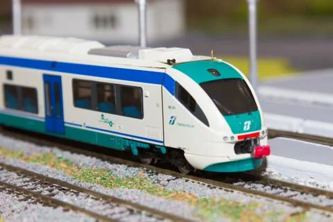 Scale model train on plastic Fotos de archivo