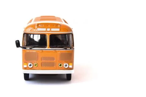 Scale model of a yellow Russian bus. Toy yellow bus Stock Photos