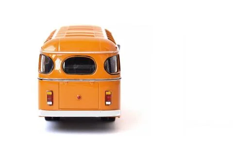 Scale model of a yellow Russian bus. Toy yellow bus Stock Photos