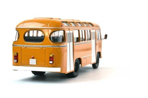 Scale model of a yellow Russian bus. Toy yellow bus Stock Photos