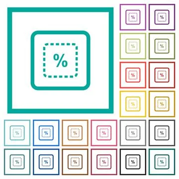 Scale object by percent flat color icons with quadrant frames Stock Illustration