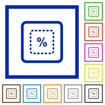 Scale object by percent flat framed icons Stock Illustration