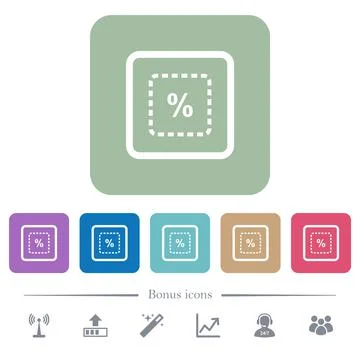 Scale object by percent flat icons on color rounded square backgrounds 스톡 일러스트