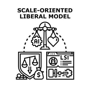 Scale oriented liberal model balancing technology and ethics Ilustração Stock