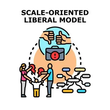 Scale oriented liberal model impacting business strategy and family structure Stock Illustration