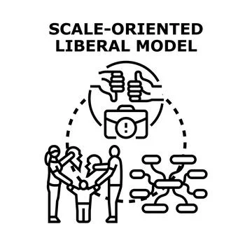 Scale oriented liberal model impacting business strategy and family structure Stock Illustration