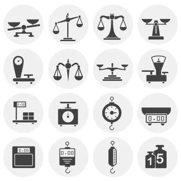 Scale related icons set on background for graphic and web design. Simple 스톡 일러스트