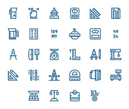 Scale Retina Ready Vector Icon Pack with 28 Bold Line Detail Enhanced Element Illustrazione stock