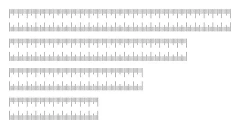 Scale for ruler in centimeters. Measuring scales 10, 15, 20, 25 centimeters. Stock Illustration