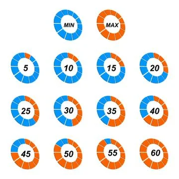 Scale of stopwatch in different positions Ilustración de archivo