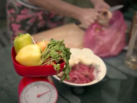 Scale With Vegetables Fotos Stock