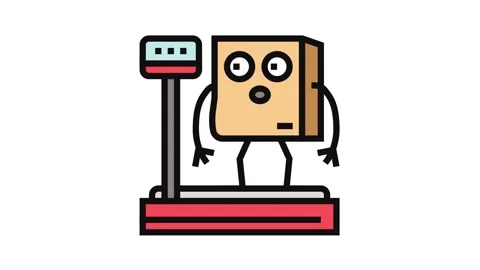 Scale weight cardboard box character color icon animation Stock Footage 326107450