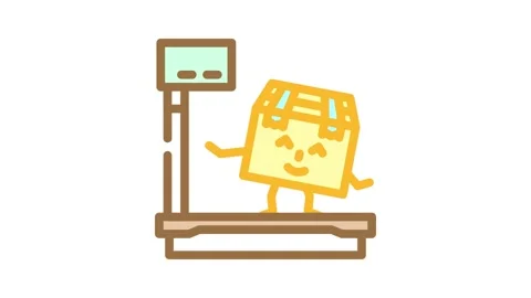 Scale weight cardboard box character color icon animation Stock Footage 327267448