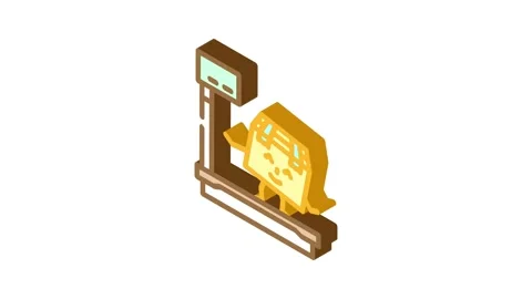 Scale weight cardboard box character isometric icon animation Stock Footage 327290582