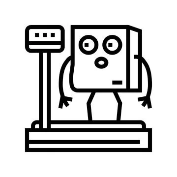Scale weight cardboard box character line icon vector illustration 스톡 일러스트