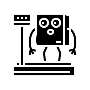 Scale weight cardboard box character glyph icon vector illustration 스톡 일러스트