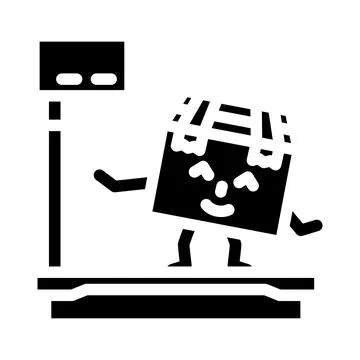 Scale weight cardboard box character glyph icon vector illustration イラスト素材