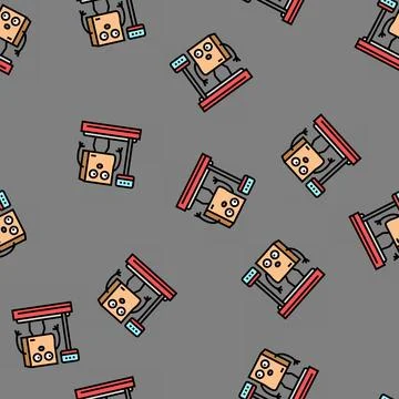 Scale weight cardboard box character vector seamless pattern 库存插图