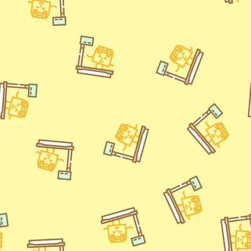 Scale weight cardboard box character vector seamless pattern Stock Illustration