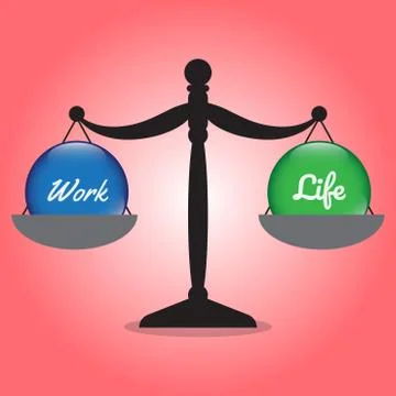Scale Of Work Life Balance (Work And Life Crystal Balls) Stock Illustration