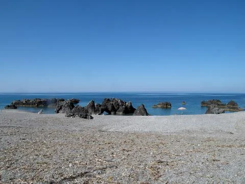 Scalea beach with rocks Foto stock