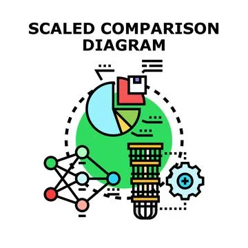 Scaled comparison diagram analyzing business data and statistics Stock Illustration