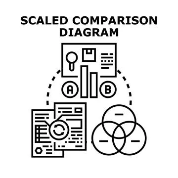 Scaled comparison diagram for data analysis Stock Illustration