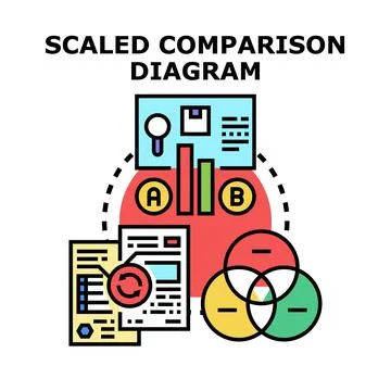 Scaled comparison diagram for data analysis Stock Illustration