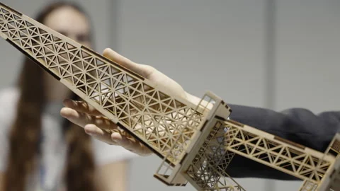 A scaled-down model of the Elphi Parisian tower. Video stock 242103784