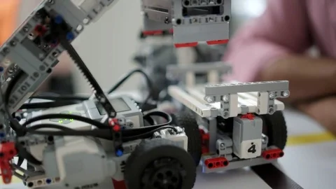 Scaled up look on robotic devices working 스톡 동영상 77977439