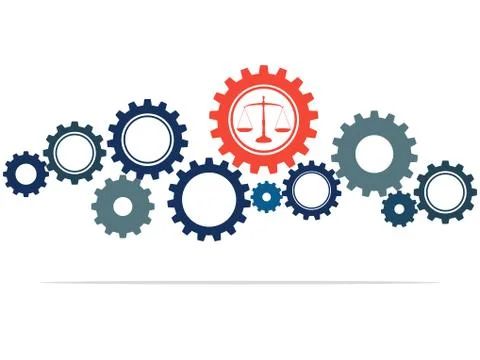 Scales and cogs. Concepts of system audit mechanisms. vector illustration Stock Illustration