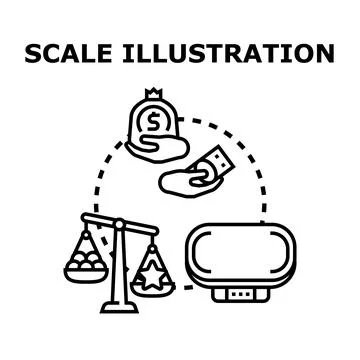 Scales and value concept comparing money to quality Stock Illustration