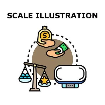 Scales and value concept comparing money to quality Stock Illustration