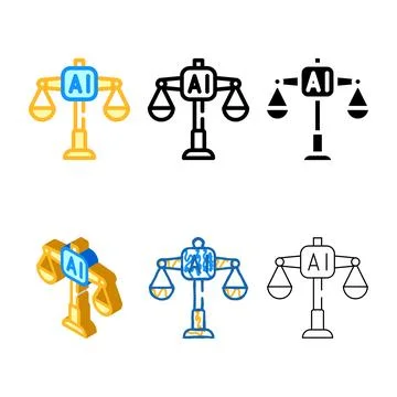 Scales artificial intelligence color icon vector styles Stock Illustration