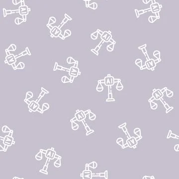 Scales artificial intelligence line vector seamless pattern Illustrazione stock