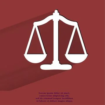 Scales balance. Flat modern web button with long shadow and space for your text Stock Illustration