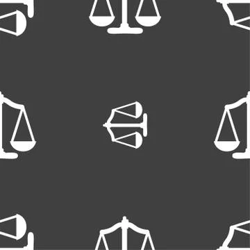 Scales balance. Seamless pattern on a gray background. Vector Stock Illustration