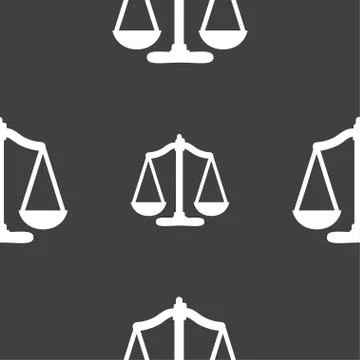 Scales balance. Seamless pattern on a gray background. Vector Illustrazione stock