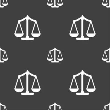Scales balance. Seamless pattern on a gray background. Vector 스톡 일러스트