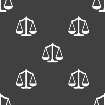 Scales balance. Seamless pattern on a gray background. 스톡 일러스트