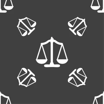 Scales balance. Seamless pattern on a gray background. Illustrazione stock