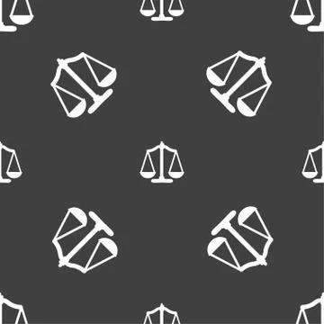 Scales balance. Seamless pattern on a gray background. 库存插图