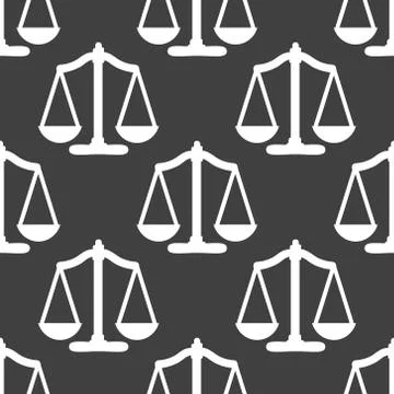 Scales balance web icon. flat design. Seamless gray pattern. イラスト素材