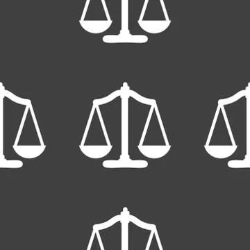 Scales balance web icon. flat design. Seamless gray pattern. イラスト素材