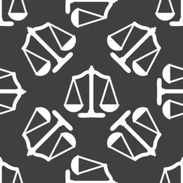 Scales balance web icon. flat design. Seamless gray pattern. イラスト素材
