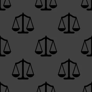 Scales balance web icon. flat design. Seamless gray pattern. 스톡 일러스트
