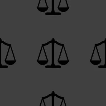 Scales balance web icon. flat design. Seamless gray pattern. 스톡 일러스트
