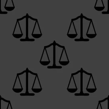 Scales balance web icon. flat design. Seamless gray pattern. 스톡 일러스트